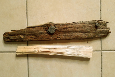 1. výběr přírodního materiálu (dřevo)